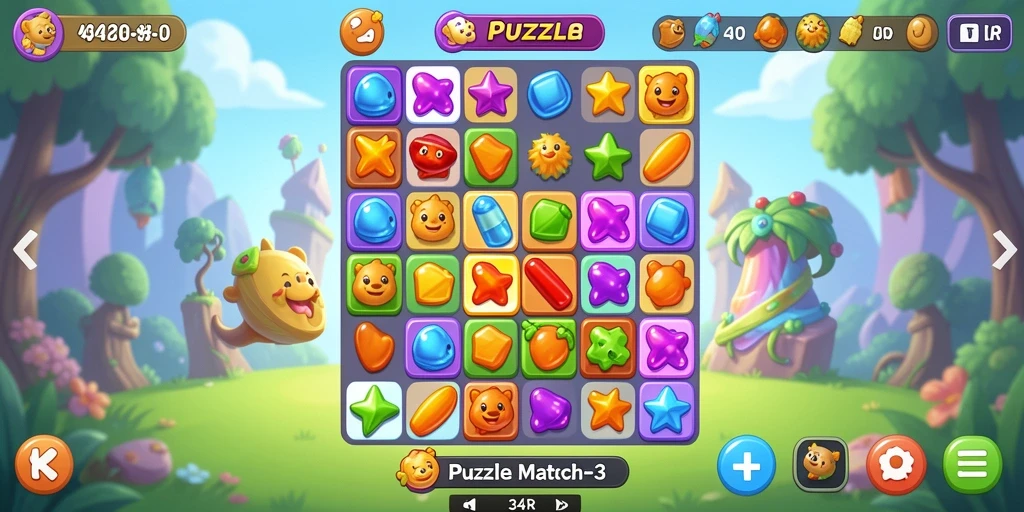 Tampilan antarmuka 34R yang menarik dengan puzzle seru.