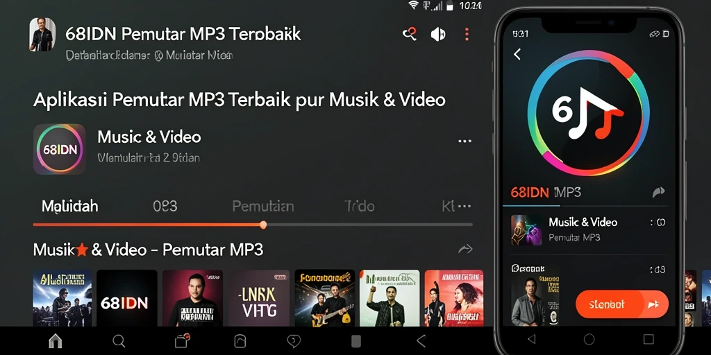 Tampilan antarmuka 68IDN yang sederhana dan elegan saat memutar musik.