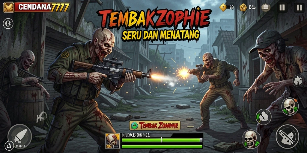 Antarmuka CENDANA777 menampilkan aksi tembak zombie yang mendebarkan.