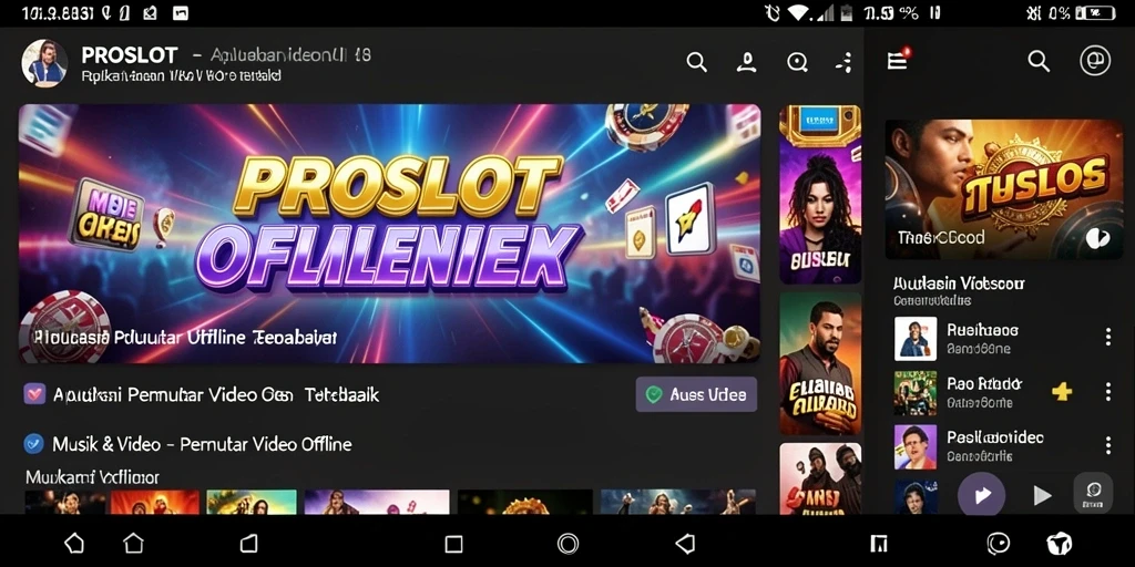 Antarmuka PROSLOT untuk pemutar video offline yang menarik dan user-friendly.