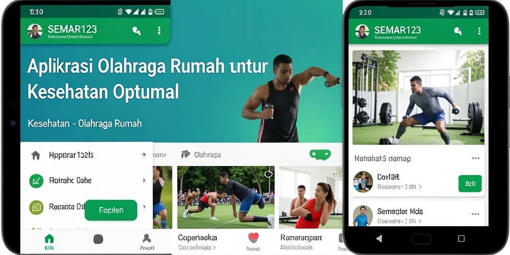 Antarmuka aplikasi SEMAR123 untuk olahraga rumah yang mudah digunakan.