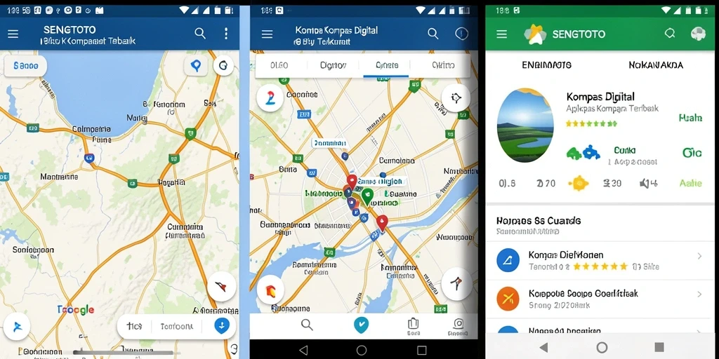 Tampilan antarmuka pengguna aplikasi Kompas Digital SENGTOTO yang intuitif.