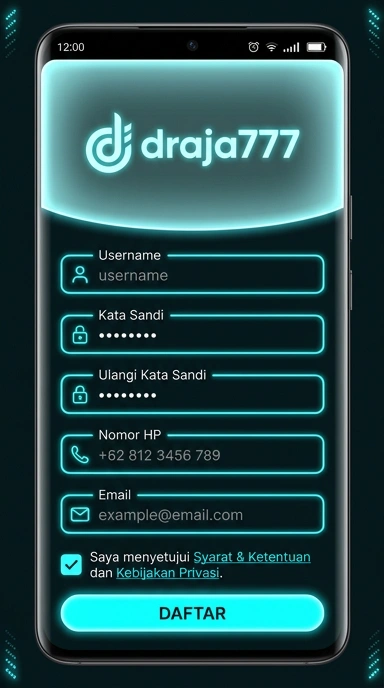 Registrasi Akun Baru draja777 di Android